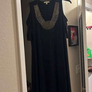 Tea-length black dress